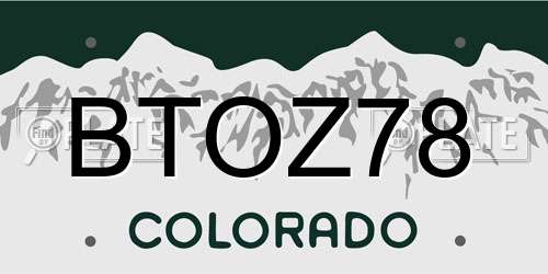 BTOZ78 Colorado License Plate