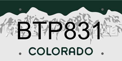 BTP831 Colorado License Plate