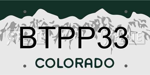 BTPP33 Colorado License Plate