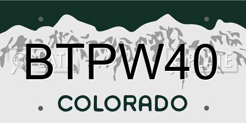 BTPW40 Colorado License Plate