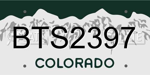 BTS2397 Colorado License Plate