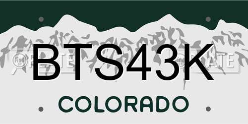 BTS43K Colorado License Plate