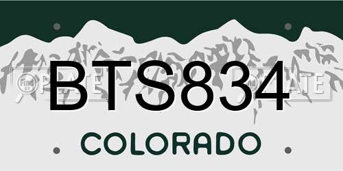 BTS834 Colorado License Plate