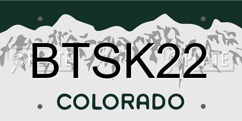 BTSK22 Colorado License Plate