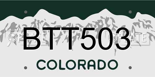 BTT503 Colorado License Plate