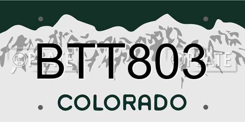 BTT803 Colorado License Plate
