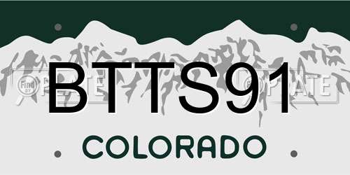 BTTS91 Colorado License Plate