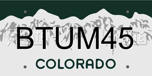 BTUM45 Colorado License Plate