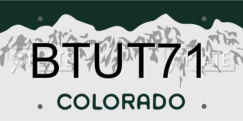 BTUT71 Colorado License Plate