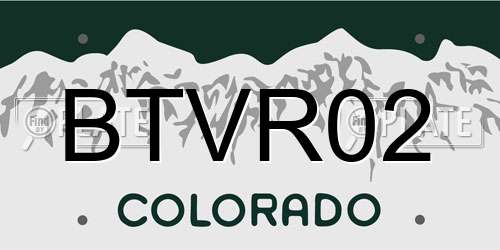 BTVR02 Colorado License Plate