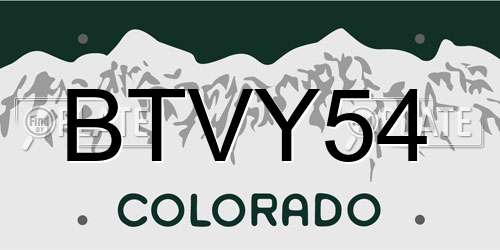 BTVY54 Colorado License Plate
