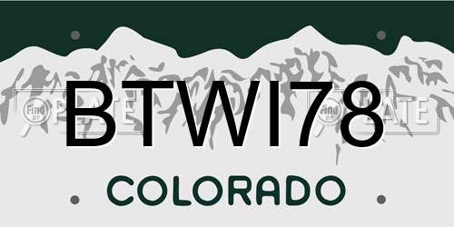 BTWI78 Colorado License Plate