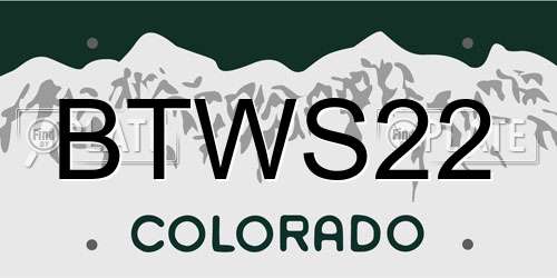 BTWS22 Colorado License Plate