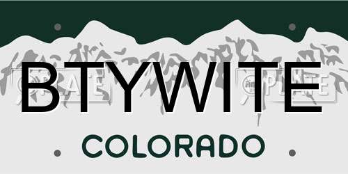 BTYWITE Colorado License Plate