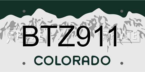 BTZ911 Colorado License Plate