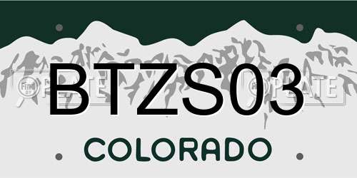 BTZS03 Colorado License Plate