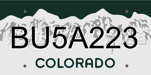 BU5A223 Colorado License Plate