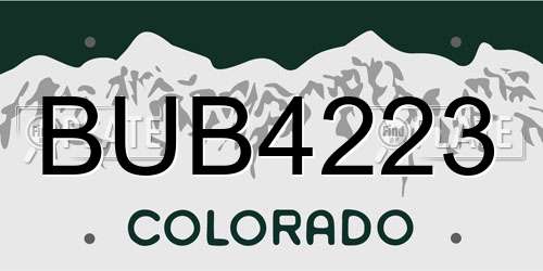BUB4223 Colorado License Plate