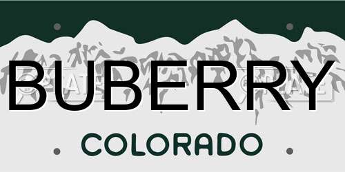 BUBERRY Colorado License Plate