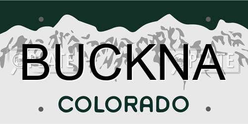 BUCKNA Colorado License Plate