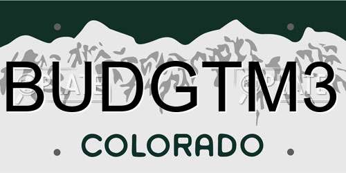 BUDGTM3 Colorado License Plate