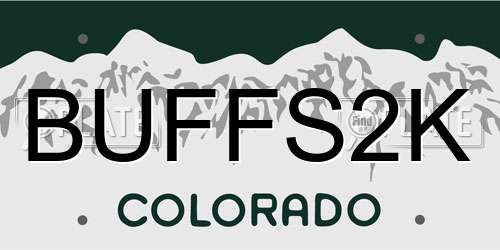 BUFFS2K Colorado License Plate