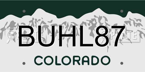 BUHL87 Colorado License Plate