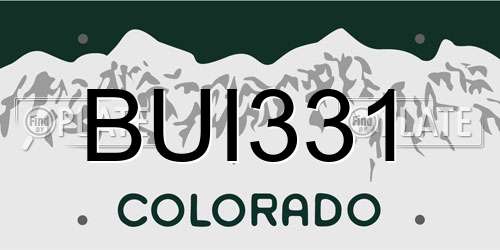 BUI331 Colorado License Plate