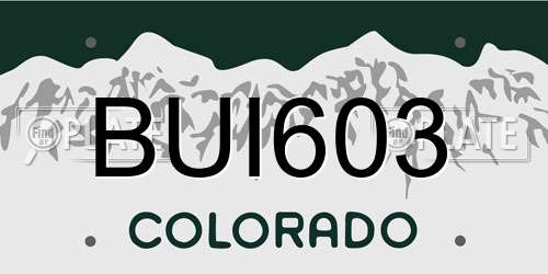 BUI603 Colorado License Plate