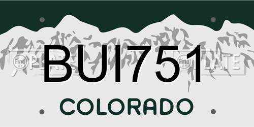 BUI751 Colorado License Plate