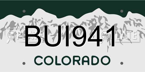 BUI941 Colorado License Plate
