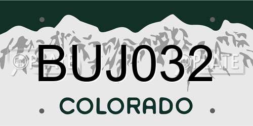 BUJ032 Colorado License Plate
