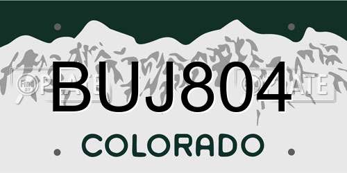 BUJ804 Colorado License Plate