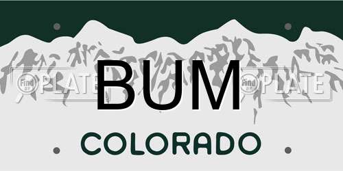 BUM Colorado License Plate