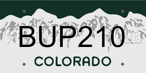 BUP210 Colorado License Plate