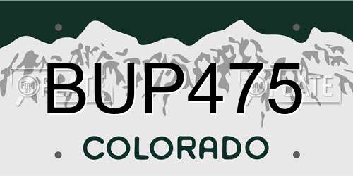BUP475 Colorado License Plate