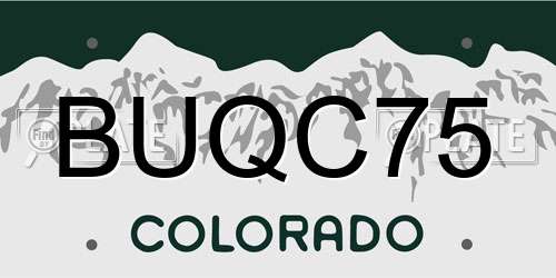 BUQC75 Colorado License Plate