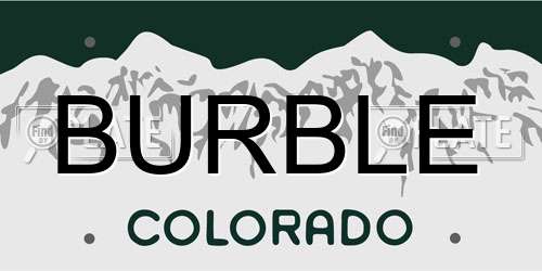 BURBLE Colorado License Plate