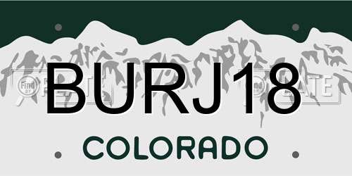 BURJ18 Colorado License Plate