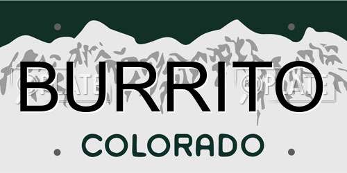 BURRITO Colorado License Plate