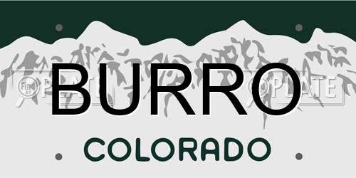 BURRO Colorado License Plate
