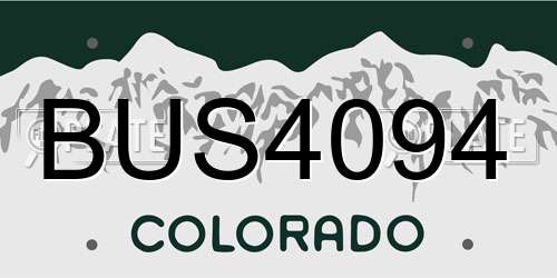 BUS4094 Colorado License Plate