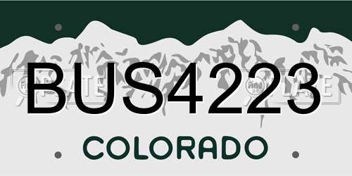 BUS4223 Colorado License Plate