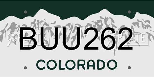 BUU262 Colorado License Plate