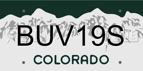 BUV19S Colorado License Plate