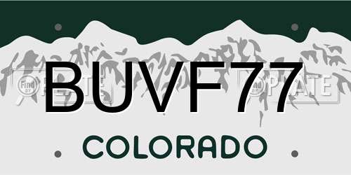 BUVF77 Colorado License Plate