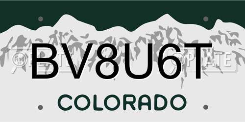 BV8U6T Colorado License Plate