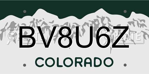 BV8U6Z Colorado License Plate