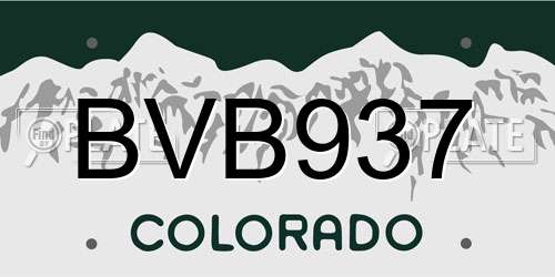 BVB937 Colorado License Plate