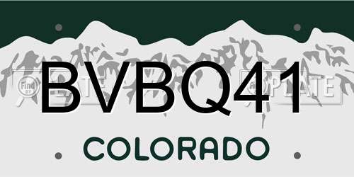 BVBQ41 Colorado License Plate